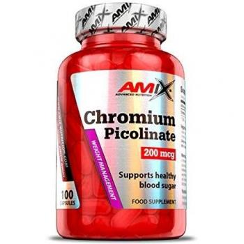 AMIX - Complemento Alimenticio - Chromium Picolinate - 100 Cápsulas - Suplemento de Mineral de Cromo - Ideal para Deportistas - Ayuda a Regular el Nivel de Azúcar - Mantiene la Masa Muscular