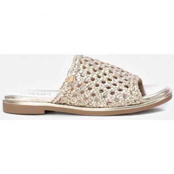 Sandalias planas de piel para mujer 161489 dorado