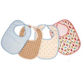 4 Baberos estampado, impermeable transpirable, cierre velcro