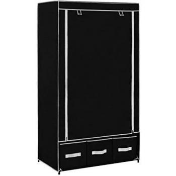 Black Fabric Wardrobe 87x49x159 cm