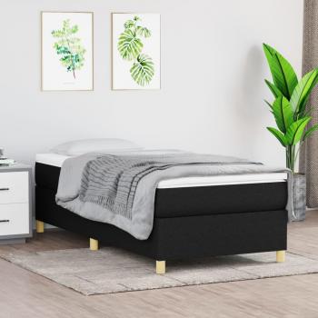 Estructura de cama box spring tela negro 90x200 cm