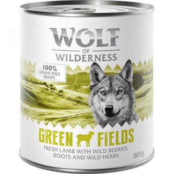 Megapack Wolf of Wilderness 24 x 800 g - Green Fields, con cordero