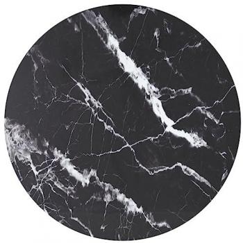 Tablero de mesa de vidrio templado negro con diseño de mármol Ø90x1 cm