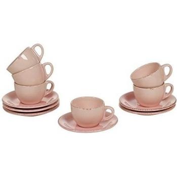 Scandi Chic Hogar Juego De 6 Tazas De Loza Rosa Rosa