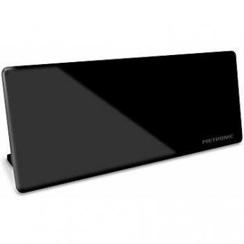 Metronic 416808 Antena Interior TDT HD 4K Extraplana Negra, Amplificación 19.6dB, Filtro LTE 790Mhz