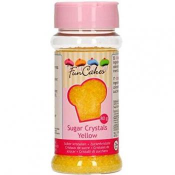 FunCakes Azúcar Coloreada Amarilla: Sprinkles para Tartas, Gran Sabor, Perfecto para la Decoración de Pasteles, Cristales de Azúcar de Colores. 80 g