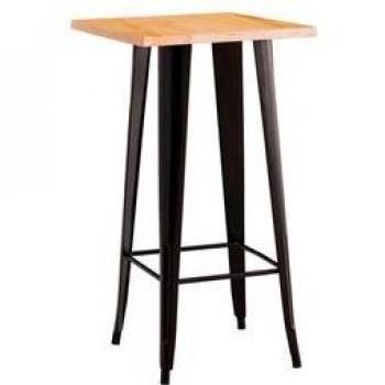Mesa Alta Auxiliar Strong Thinia Home 4 Personas Forma Cuadrada Natural/Negro 105X60x60 Cm
