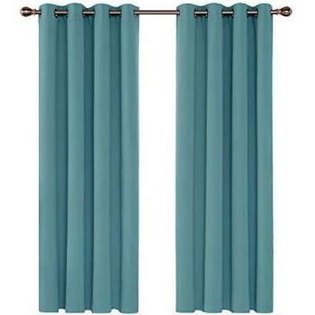Deconovo Cortinas Opacas de Salon para Ventanas Suave Moderna 2 Piezas 117 x 183 cm Azul Cielo