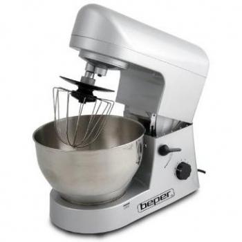 Beper 90.340 - Amasadora, 6 velocidades, 1000 W, color plateado
