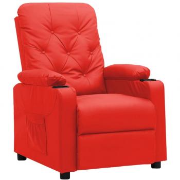 Sillón reclinable de cuero sintético rojo vidaXL