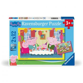 Ravensburger Puzzle Peppa Pig 2 x 12 Piezas - Rompecabezas Infantil para Niños a Partir de 3 Años, Dimensiones: 19x27x3 Cms