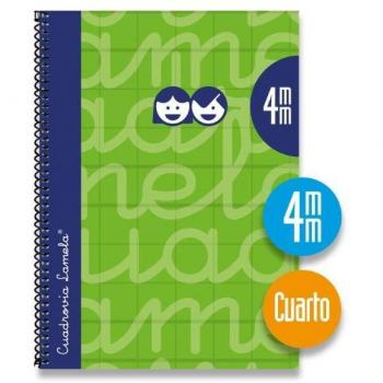 Lamela Bloc 4º forrado cuadrovía 4mm 80h tapa dura verde - Pack 5u-