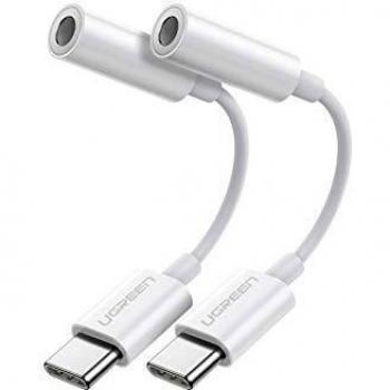 UGREEN Adaptador USB Tipo C a Jack 3.5mm, 2 Pack HiFi Sonido USB C Adaptador para Auriculares Compatible con Xiaomi Mi A2/Mi 8 Lite/Mi 9/MIX 3, Huawei P40/P30 Pro/P20/Mate 20 Pro, OnePlus 8/8 Pro/7T/7