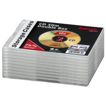 Caja Slim Doble para CD Hama - Pack de 10 - Transparente