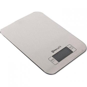 Báscula de Cocina Digital Extraplana Percutti, Acero Inoxidable, Capacidad 5Kg, Color Plata, Dimensiones 2.5 x 17 x 22.5 cm