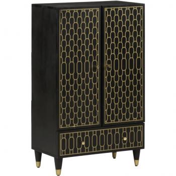 Armario alto de madera maciza de mango 60x33x110 cm Vidaxl Negro