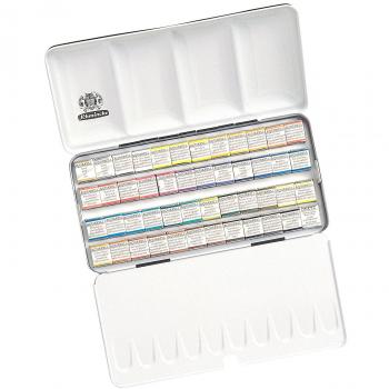 Schmincke - HORADAM® AQUARELL caja de pinturas con 48 acuarelas finas, 74448097, caja metálica negra, set de pintura, acuarelas de primera calidad, 48 x 1/2 godets