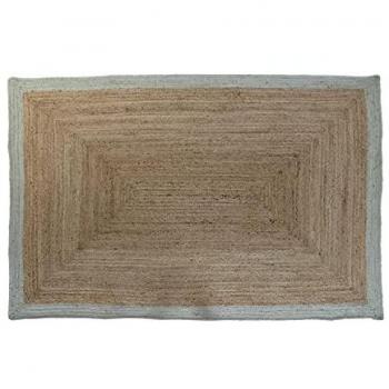 Alfombra Scandi de Jute Natural Verde y Marrón Claro 160 x 230 x 1 cm