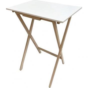 Mesita Auxiliar Flexible WellHome en Madera de Haya y Melamina Blanca, 48x35x64 cm