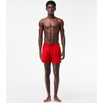 Bañador corto rojo Lacoste para hombre, bóxer de secado rápido