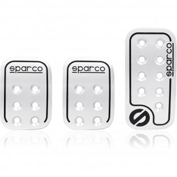 Set de 3 Pedales Racing Universales Sparco en Aluminio Color Plata, 150 ml
