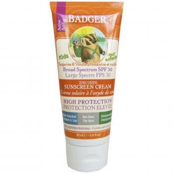 Crema Solar Badger para Niños SPF 30 con Aroma a Mandarina y Vainilla, 87 ml