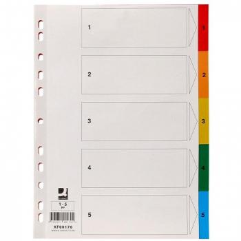 Separador Q-Connect Plástico Juego de 5 Separadores DIN A4 Multitaladro