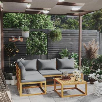 5-Piece Solid Acacia Wood Garden Lounge Set with Cushions