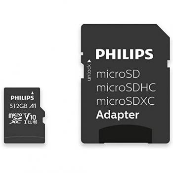 Philips Tarjeta SDXC de 512 GB + Adaptador SD UHS-I U1
