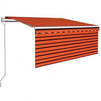 vidaXL Toldo Automático con Persiana LED Sensor de Viento Plegable Manivela Ventana Sombrilla Jardín Terraza Balcón Exterior Impermeable 3,5x2,5m