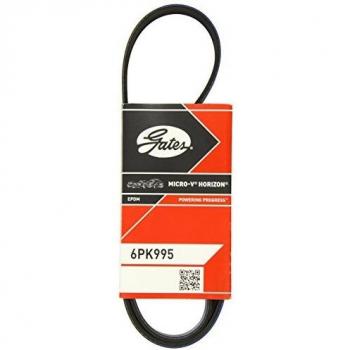 Correa trapecial poli V Gates 6PK995, longitud de 995 mm, perfil 6PK, fabricada con materiales de alta calidad para resistencia y durabilidad, diseñada para un rendimiento óptimo en sistemas de transmisión