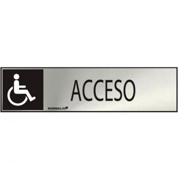 Cartel informativo acceso discapacitados (inox adhesivo 0.8mm) 5x20cm - NORMALUZ