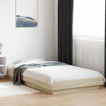 Lámpara LED Sonoma Roble 100x200cm Madera multicapa Estructura cama con luces led madera roble Sonoma 100x200 cm Vidaxl Marrón