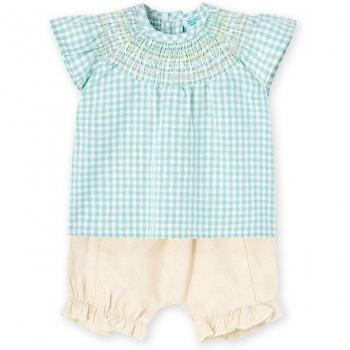 Conjunto de bebé niña Boboli con blusita y short de cuadros