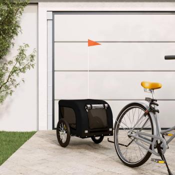 Remolque de bicicleta para mascotas de hierro y tela Oxford negro