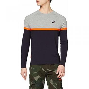 Superdry Collective Colour Block L/s Top Camisa Manga Larga, Gris