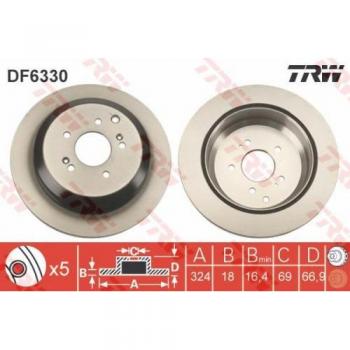 Disco de freno TRW DF6330, tipo ventilado, 1 pieza