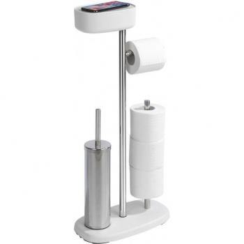 Conjunto de WC 4 en 1 Rivazza - Escobilla, soporte y dispensador de papel higiénico - Blanco