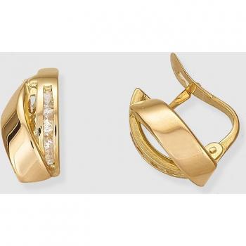 Pendientes de oro con circonitas incrustadas, elegantes y brillantes