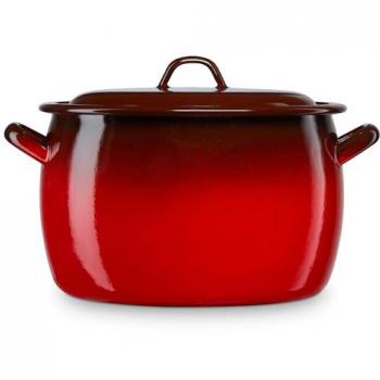 Olla Abombada Briebe Ignea 14cm, Cazuela Vintage 2L con Tapa de Acero Esmaltado, Apta para Inducción y Horno, Color Rojo