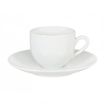 Taza de café con plato de porcelana Sweden blanca - 10 cl, 100 ml, dimensiones 12 x 12 x 7 cm