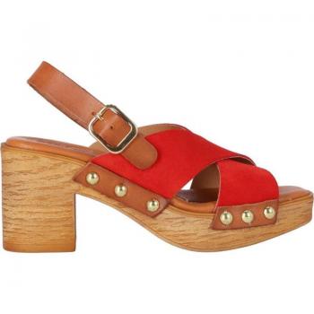Sandalias de Mujer Chika10 Leather Tacon Alto Serraje San Marino 12 Rojo-Red