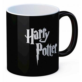 Taza de Cerámica con Logo de Harry Potter, Color Negro y Blanco, 8 cm