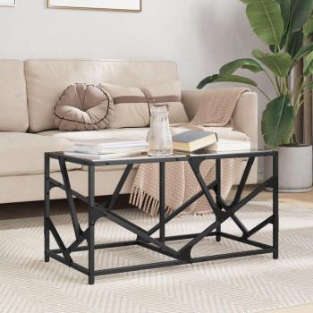 Mesa de centro con tapa en vidrio negro 78,5x40x41 cm acero Vidaxl