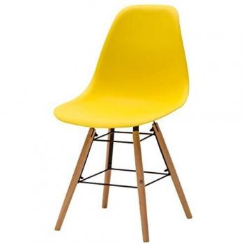 White Loft, Juego de 4 sillas, Madera, Amarillo, 47 x 52 x 84 cm