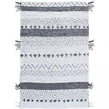 Alfombra de goma sintética Callista 180 x 120 cm blanca y negra