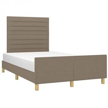 Estructura de cama con cabecero acolchado tapizado en tela gris taupe 120x200 cm