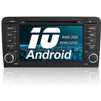 AWESAFE Android 10.0 [2GB+32GB] Radio Coche 7 Pulgadas con Pantalla Táctil 2 DIN para Audi A3/S3/RS3, Autoradio con Bluetooth/GPS/FM/CD DVD/USB/SD/WiFi/Carplay, Apoyo Mandos Volante y Aparcamiento
