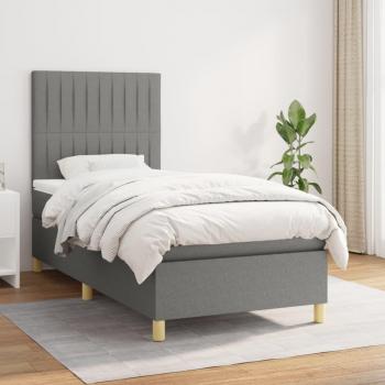 Cama box spring con colchón tela gris oscuro 80x200 cm Vidaxl Gris