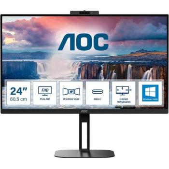 AOC V5 24V5CW 23.8 Full HD IPS Monitor with USB-C, USB-A, HDMI, DisplayPort in Black